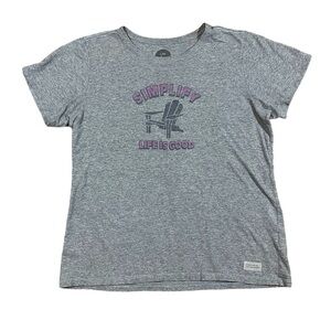 Life is‎ Good “Simplify” Beach Chair Shirt Women’s Classic Fit Size Large Tee